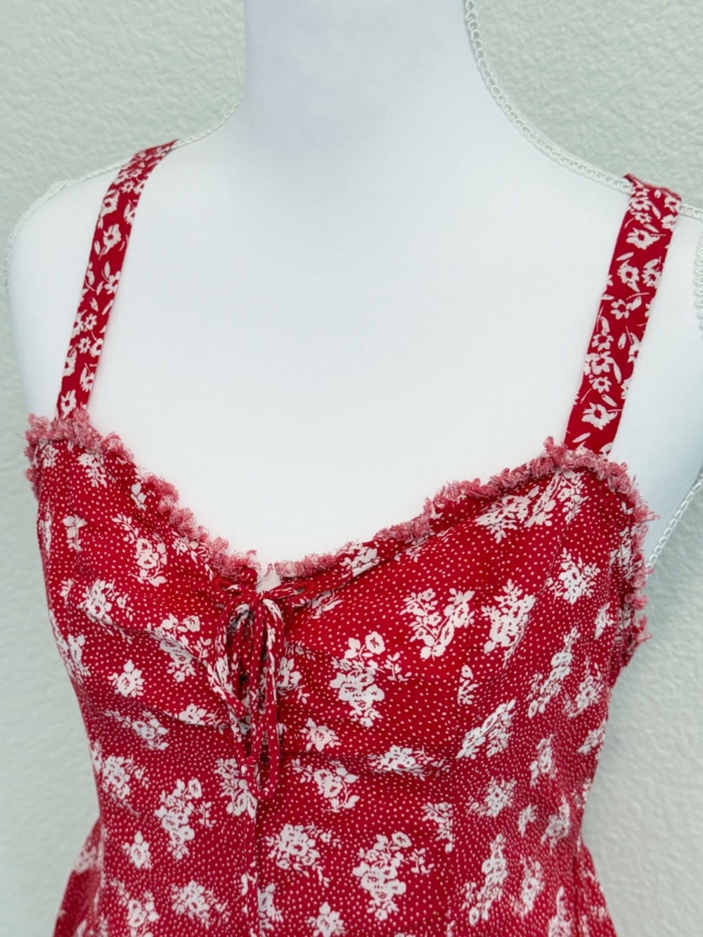 Free People Don't Dare Red Mixed Floral Print Mini Slip Dress - Picture 5 of 8